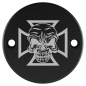Preview: Motordeckel - Point-Cover - schwarz - mit Lasergravur → Cross & Skull 02