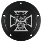 Preview: Motordeckel - Derby-Cover - schwarz - mit Lasergravur → Cross & Skull
