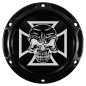 Preview: Motordeckel - Derby-Cover - schwarz - mit Lasergravur → Cross & Skull 01