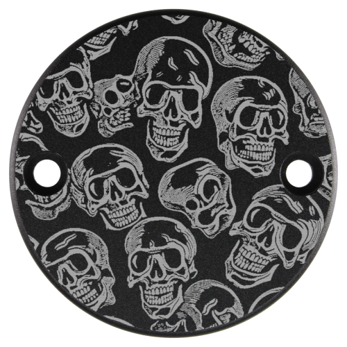 Motordeckel - Point-Cover - schwarz - mit Lasergravur → Skull-Party 02