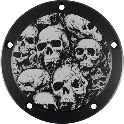 Motordeckel - Derby-Cover - schwarz - mit Lasergravur → Skull-Party 1