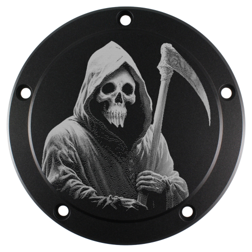 Motordeckel - Derby-Cover - schwarz - mit Lasergravur → Reaper 1