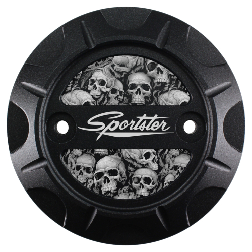Motordeckel - Kupplungsdeckel - schwarz - mit Lasergravur → Skull-Party 01