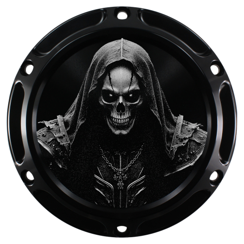 Motordeckel - Derby-Cover - schwarz - mit Lasergravur → Reaper 02