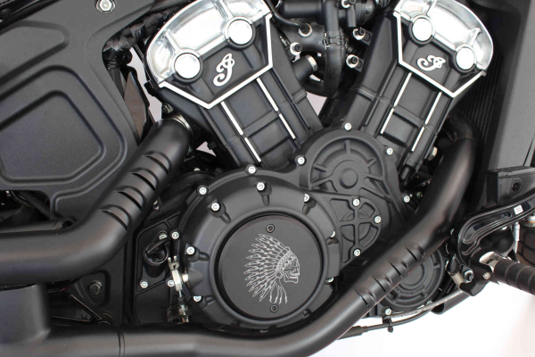 Preview: Motordeckel - rechts - mit Lasergravur - Indian Skull 01