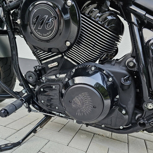 Preview: Motordeckel - links - mit Lasergravur - Indian Skull 01