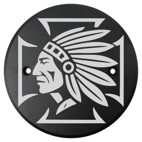 Motordeckel - links - mit Lasergravur - Cross & Indian