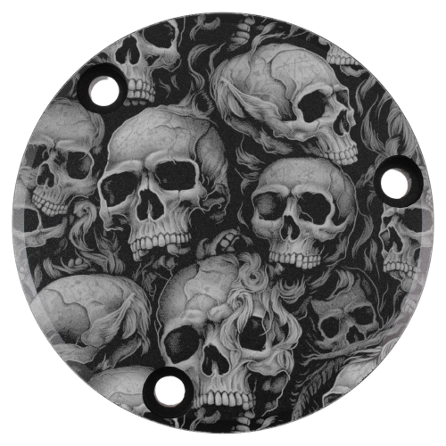 Motordeckel schwarz mit Lasergravur → Skull-Party