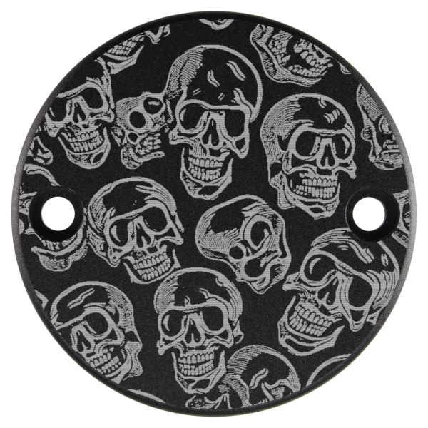 Motordeckel - Point-Cover - schwarz - mit Lasergravur → Skull-Party 02