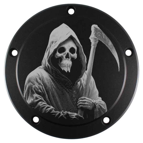 Motordeckel - Derby-Cover - schwarz - mit Lasergravur → Reaper 1