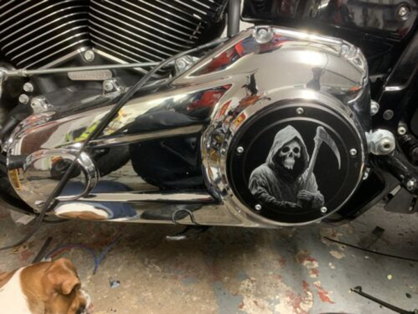 Motordeckel - Derby-Cover - schwarz - mit Lasergravur → Reaper 1