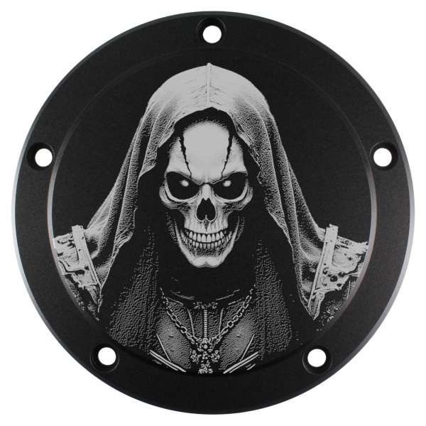 Motordeckel - Derby-Cover - schwarz - mit Lasergravur → Reaper 2