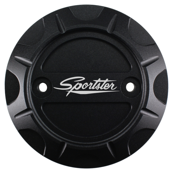 Motordeckel - Kupplungsdeckel - schwarz - mit Lasergravur → Sportster-Schriftzug