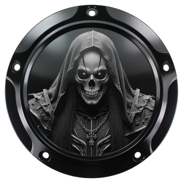 Motordeckel - Derby-Cover - schwarz - mit Lasergravur → Reaper 02