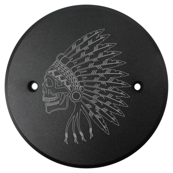 Motordeckel - links - mit Lasergravur - Indian Skull