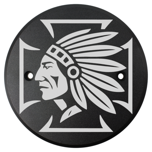 Motordeckel - links - mit Lasergravur - Cross & Indian