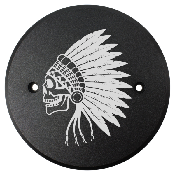 Motordeckel - links - mit Lasergravur - Indian Skull 01