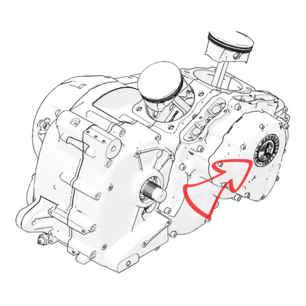 Motordeckel - rechts - mit Lasergravur → Cross & Skull