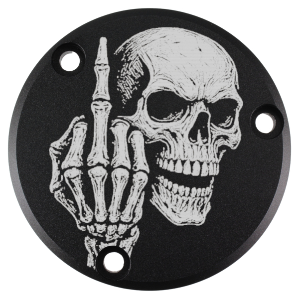 Motordeckel schwarz mit Lasergravur → Fuck You Skull