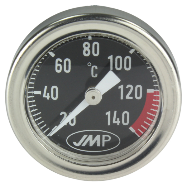 Oeltemperatur-Anzeige von JMP - M30x1.5 - Gehäuse silber - Zifferblatt schwarz