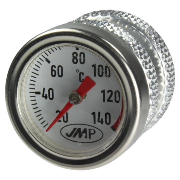 Oeltemperatur-Anzeige von JMP - M27x3 - Gehäuse silber - Zifferblatt weiss