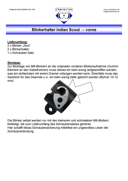 Blinkerhalter - Front + Blinker → Zero schwarz