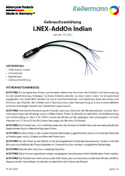 Indian-AddOn für die i.NEX von Kellermann